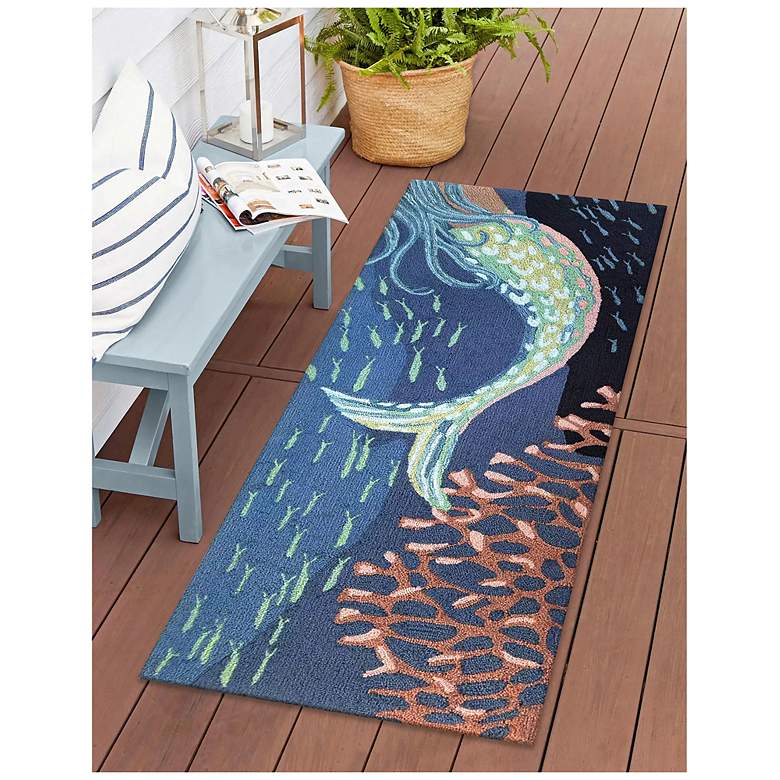 Image 1 Liora Manne Frontporch Siren Sighting Indoor/Outdoor Mat Ocean 2'x5'