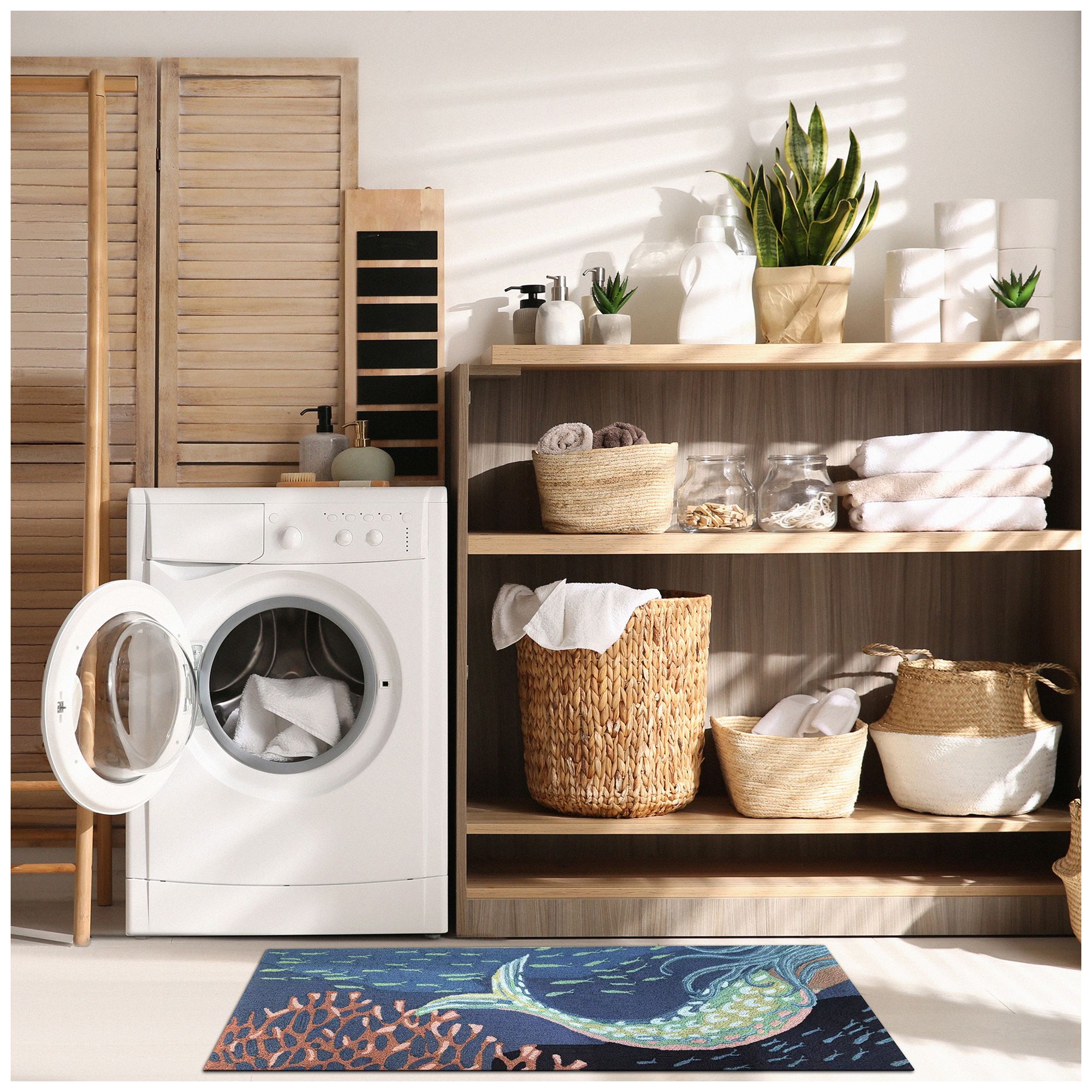 Liora Manne Frontporch Siren Sighting Indoor/Outdoor Mat Ocean 2'x5'