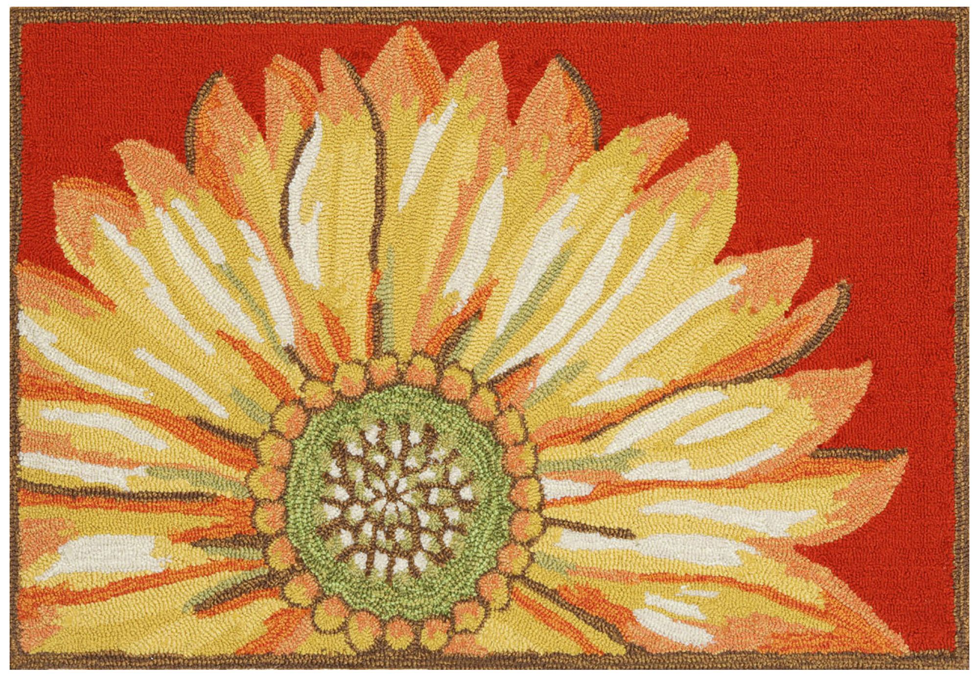 Image 2 Liora Manne Frontporch Sunflower Indoor/Outdoor Mat Red 1'8"x2'