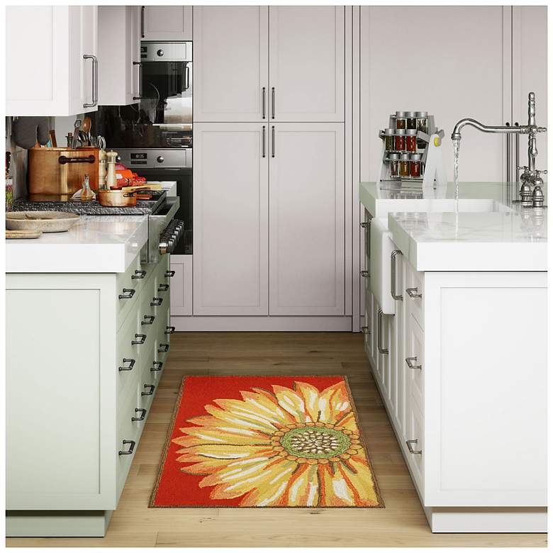 Image 1 Liora Manne Frontporch Sunflower Indoor/Outdoor Mat Red 1'8"x2'6"