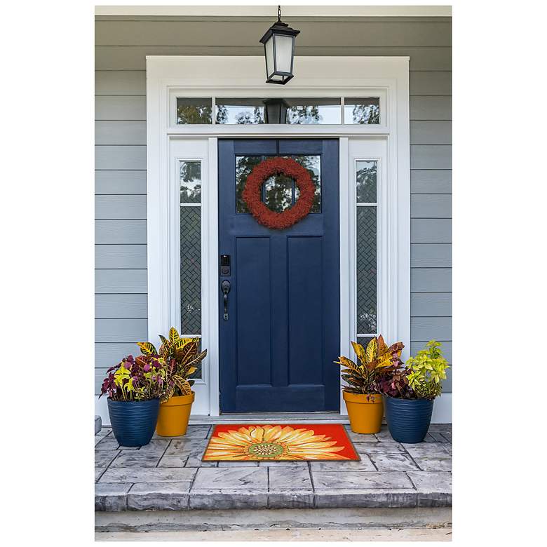 Image 3 Liora Manne Frontporch Sunflower Indoor/Outdoor Mat Red 1'8"x2'6" more views