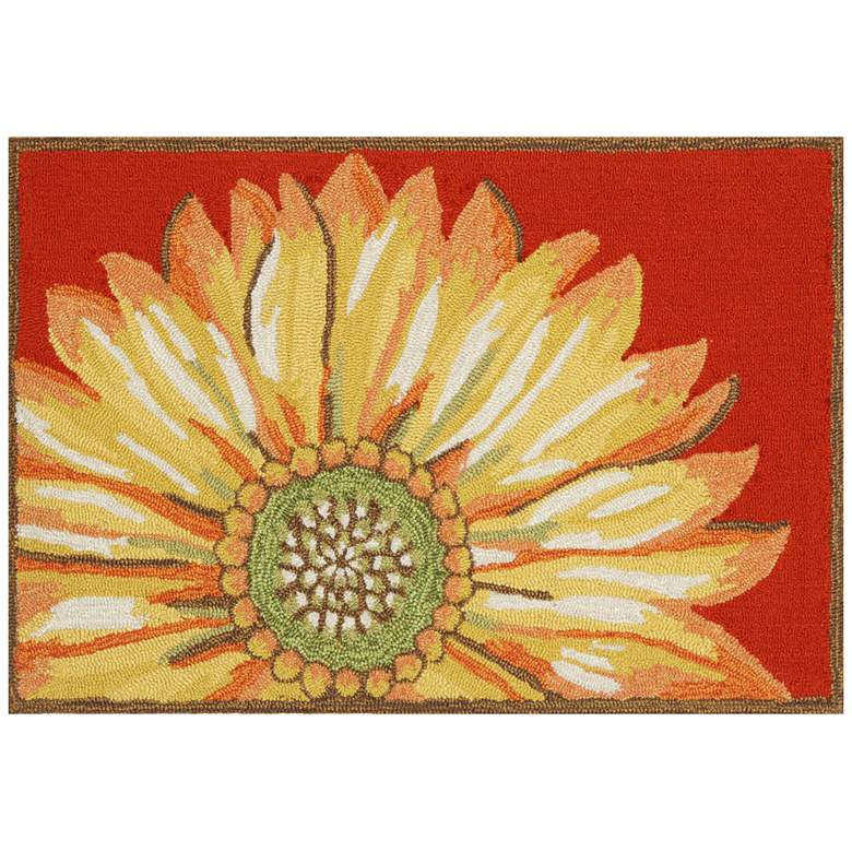 Image 1 Liora Manne Frontporch Sunflower Indoor/Outdoor Mat Red 2'x3'