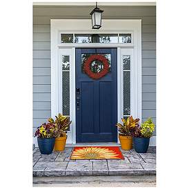 Image3 of Liora Manne Frontporch Sunflower Indoor/Outdoor Mat Red 2'x3' more views