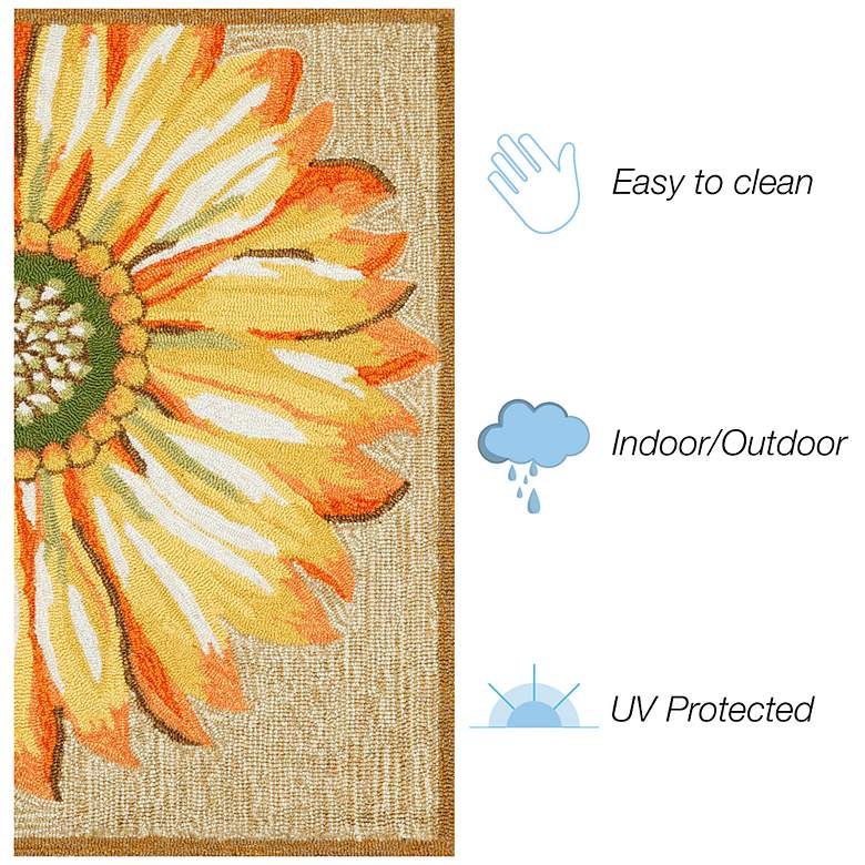 Image 4 Liora Manne Frontporch Sunflower Indoor/Outdoor Mat Yellow 3' Round more views