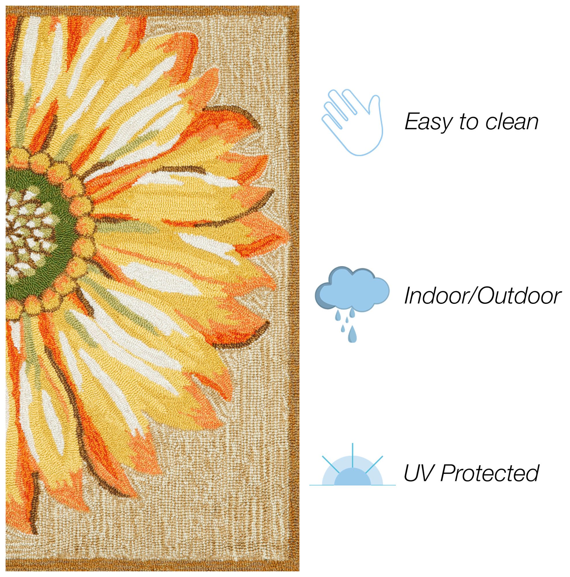 Thumbnail4 of Liora Manne Frontporch Sunflower Indoor/Outdoor Mat Yellow 5' Round more views
