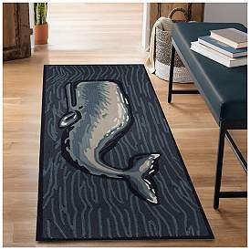 Image1 of Liora Manne Frontporch Whale Indoor/Outdoor Mat Ocean 2'x5'