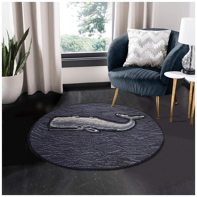 Image 1 Liora Manne Frontporch Whale Indoor/Outdoor Mat Ocean 3' Round