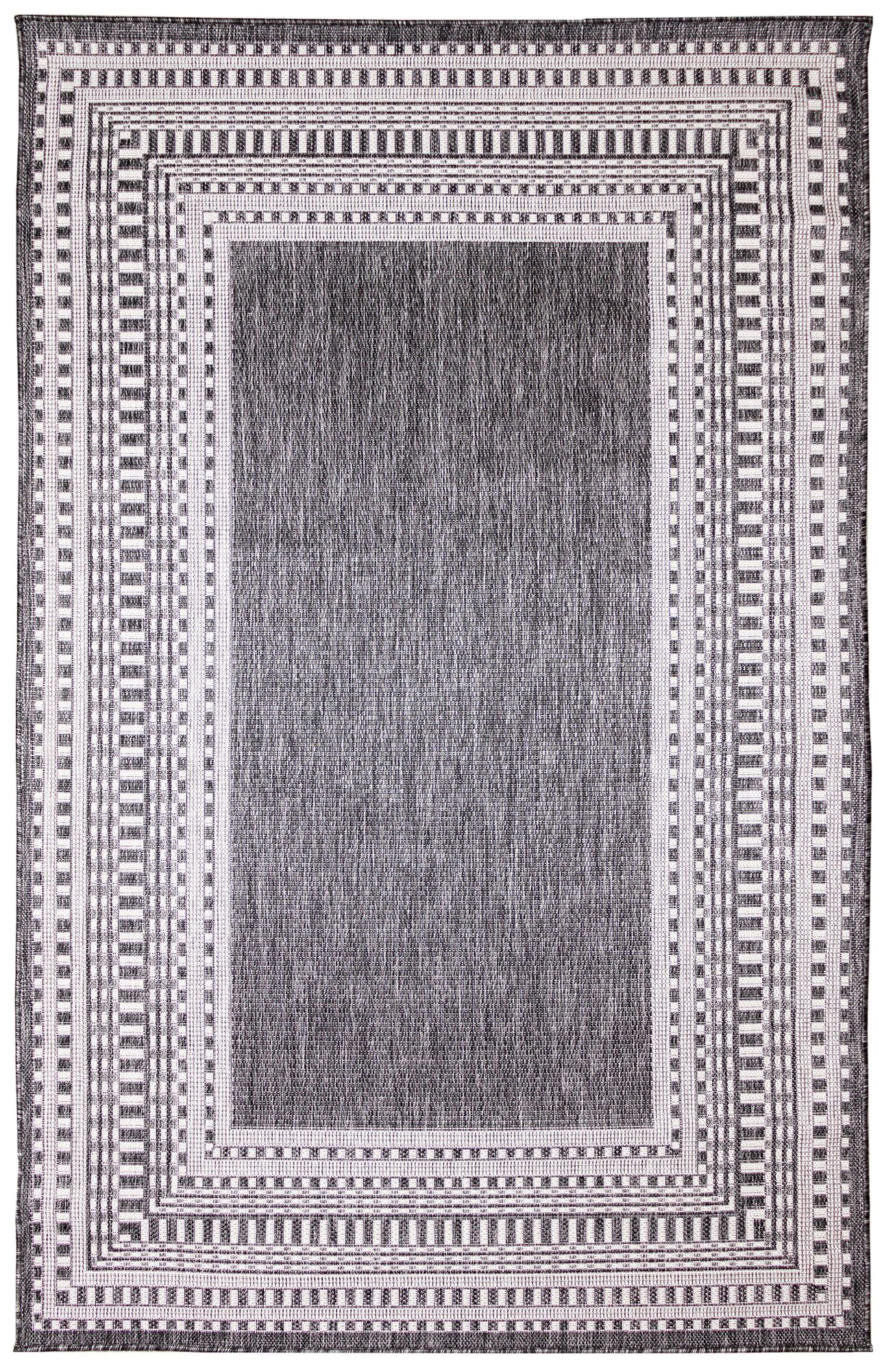 Liora Manne Malibu Etched Border Indoor/Outdoor Rug Charcoal 3'3" 