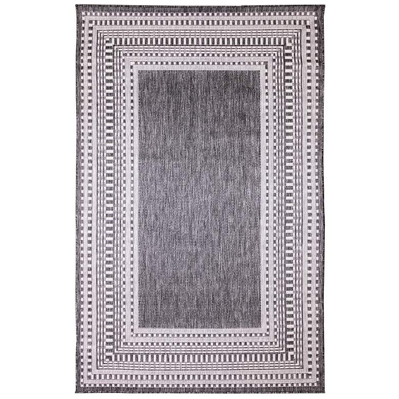 Image 1 Liora Manne Malibu Etched Border Indoor/Outdoor Rug Charcoal 4'10"