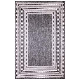 Image1 of Liora Manne Malibu Etched Border Indoor/Outdoor Rug Charcoal 6'6"