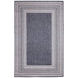 Image1 of Liora Manne Malibu Etched Border Indoor/Outdoor Rug Navy 3'3" x 4&