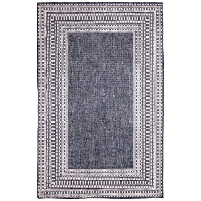 Image 1 Liora Manne Malibu Etched Border Indoor/Outdoor Rug Navy 4&#39;10 inch x 7