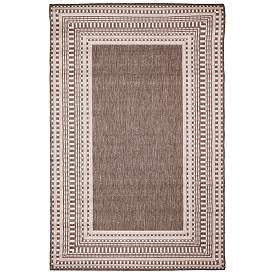 Image1 of Liora Manne Malibu Etched Border Indoor/Outdoor Rug Neutral 3'3" x