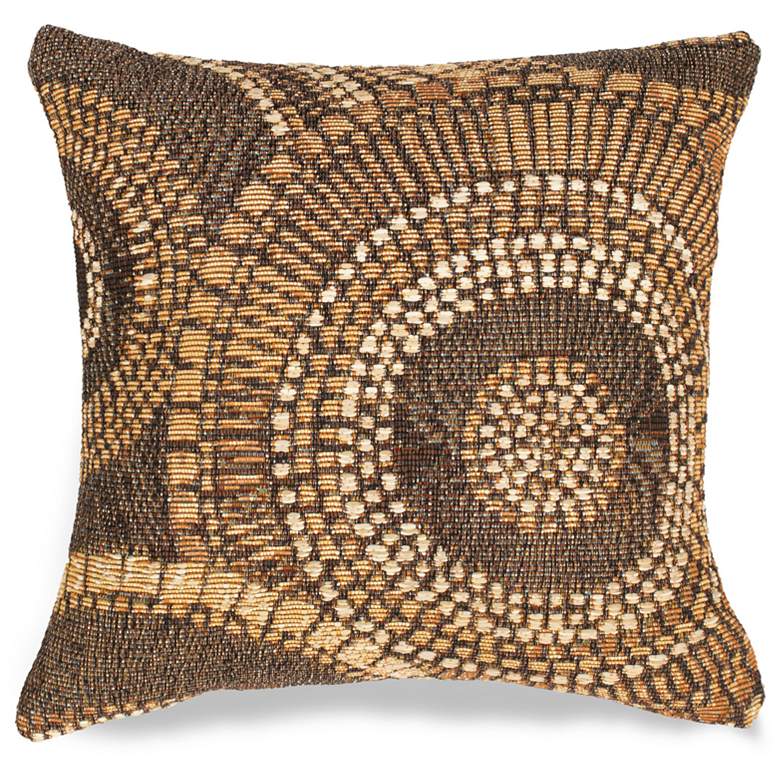 Image 1 Liora Manne Marina Circles Indoor/Outdoor Pillow Brown 18 inch x 18 inch