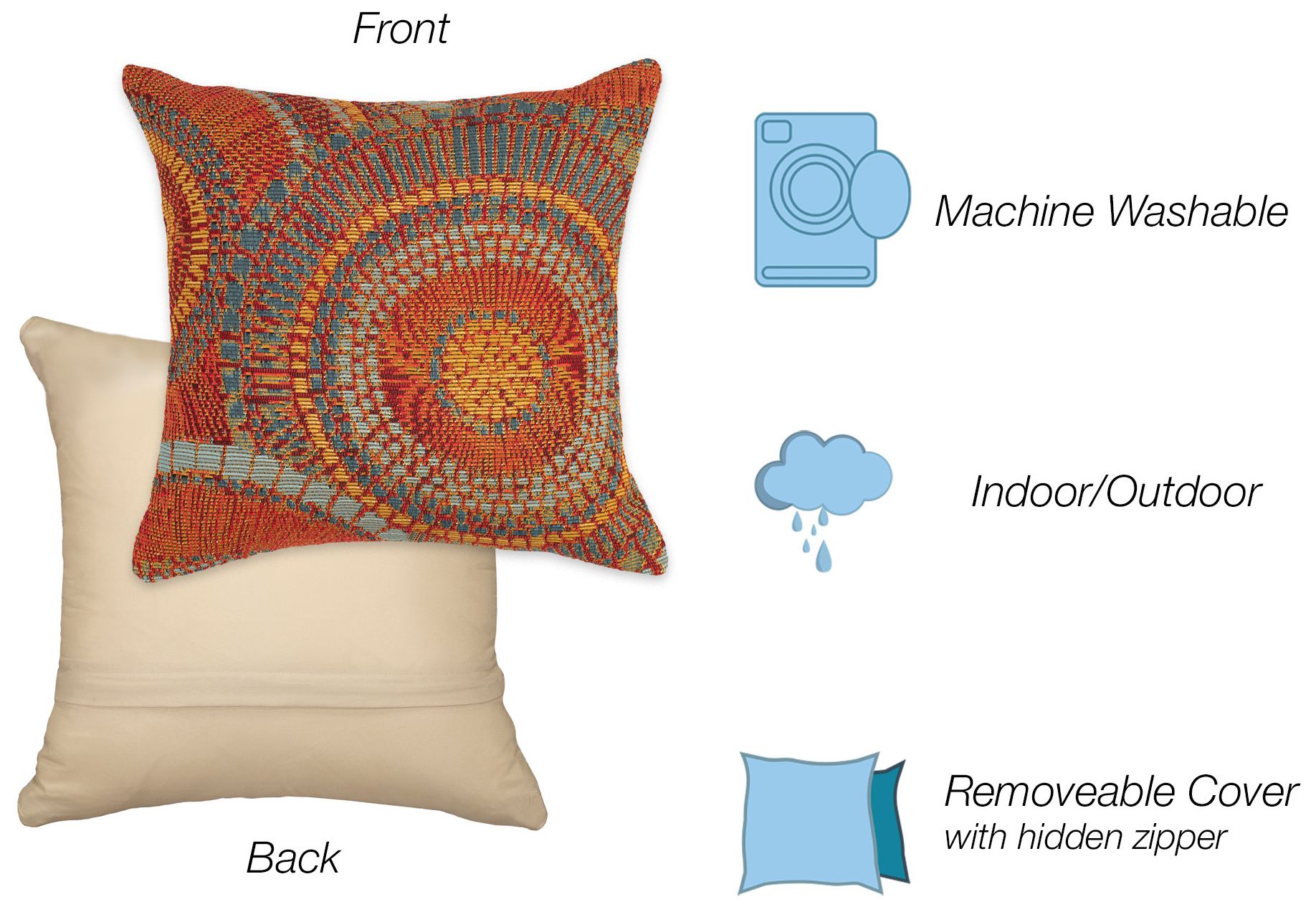 Image 4 Liora Manne Marina Circles Indoor/Outdoor Pillow Saffron 12"x18" more views