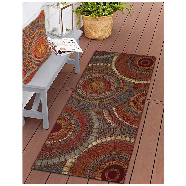 Image 7 Liora Manne Marina Circles Indoor/Outdoor Pillow Saffron 18"x18" more views