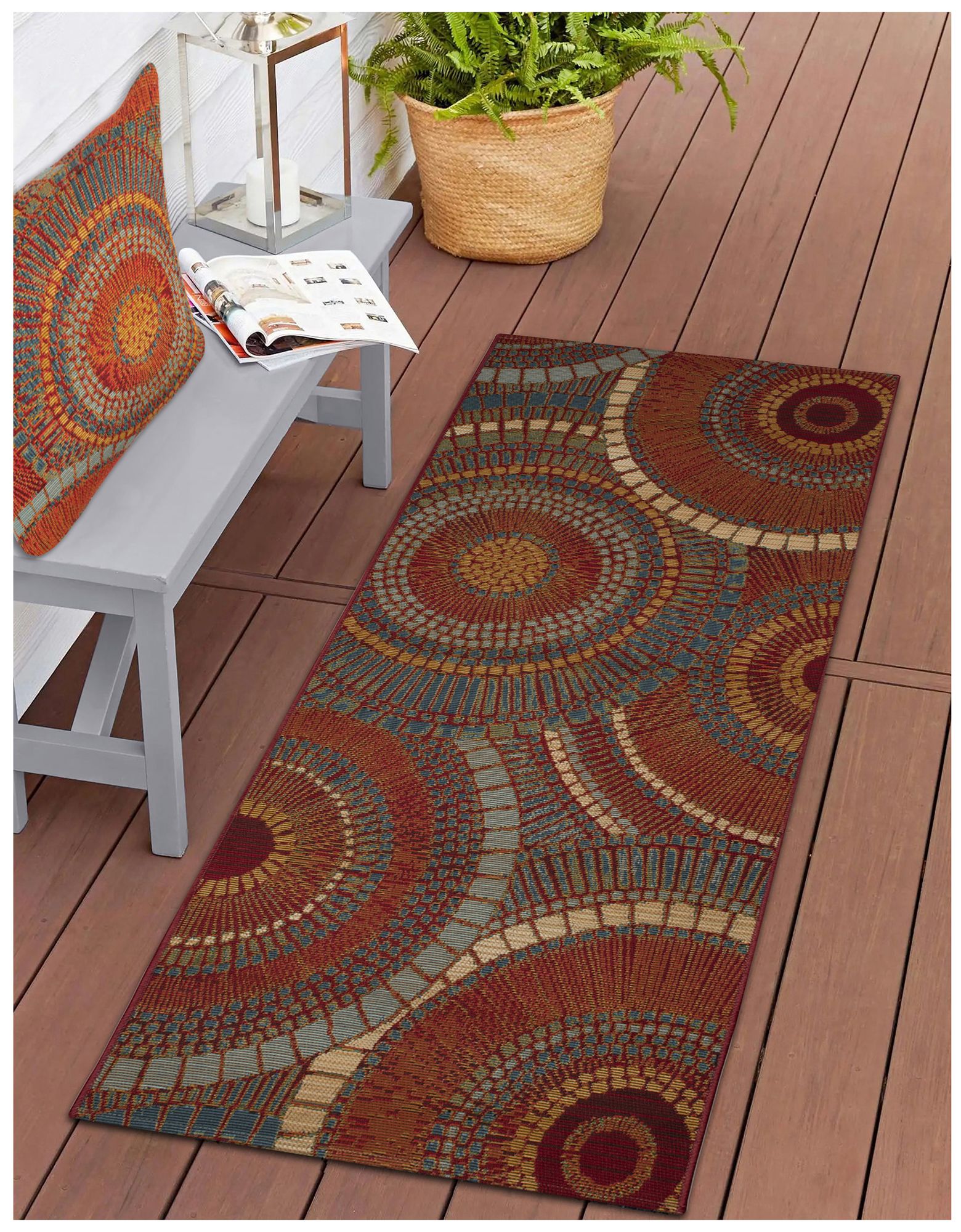 Liora Manne Marina Circles Indoor/Outdoor Pillow Saffron 18"x18"