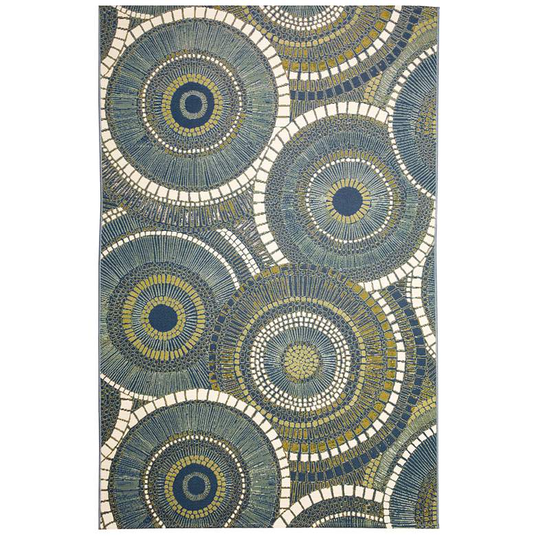 Image 1 Liora Manne Marina Circles Indoor/Outdoor Rug Azure 4&#39;10 inch x 7&#39;