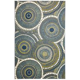 Image1 of Liora Manne Marina Circles Indoor/Outdoor Rug Azure 8'10" x 11'