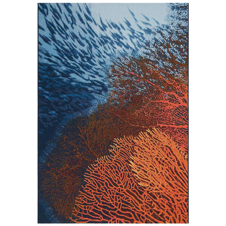 Image 1 Liora Manne Marina Coral Indoor/Outdoor Rug Ocean 4&#39;10 inch x 7&#39;6&