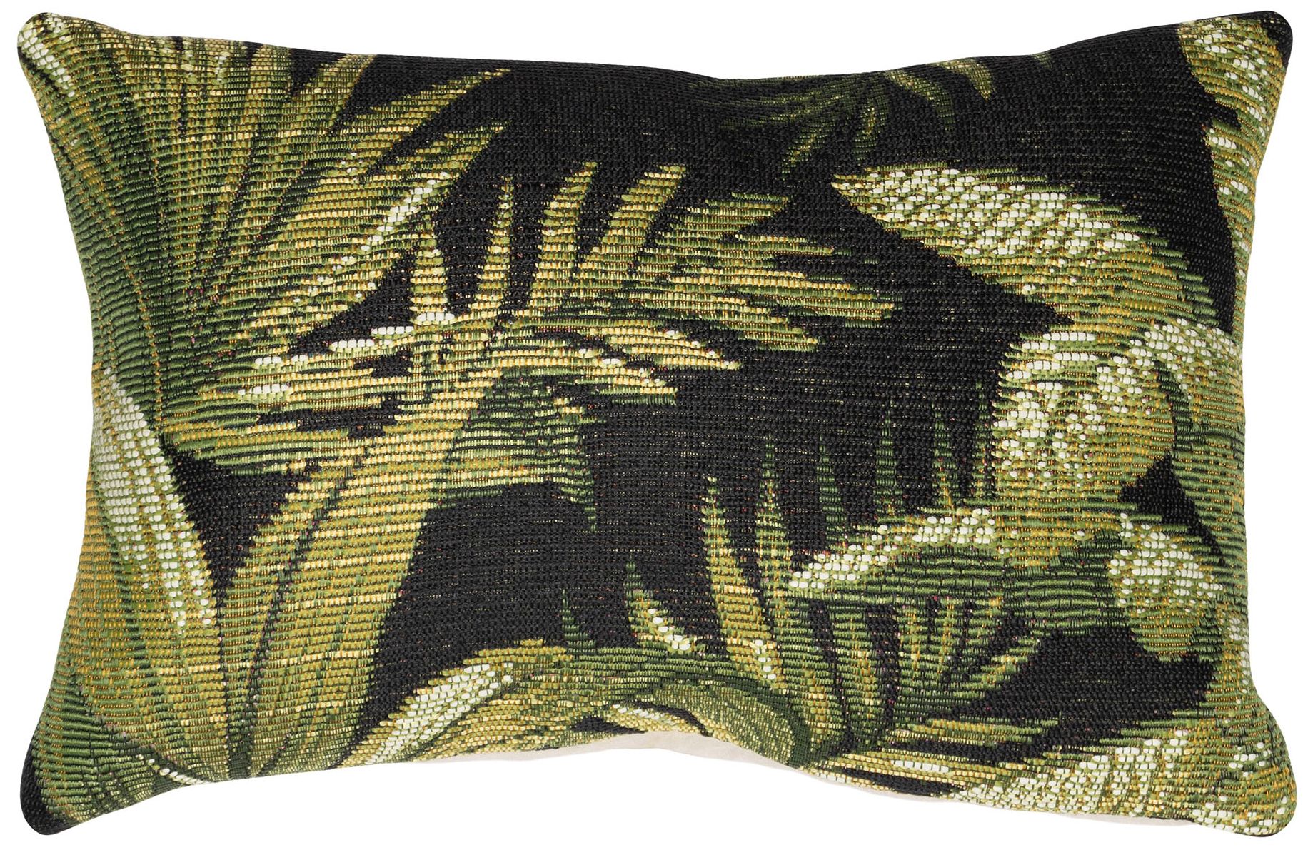 Image 2 Liora Manne Marina Jungle Leaves Indoor/Outdoor Pillow Black 12"x18&qu