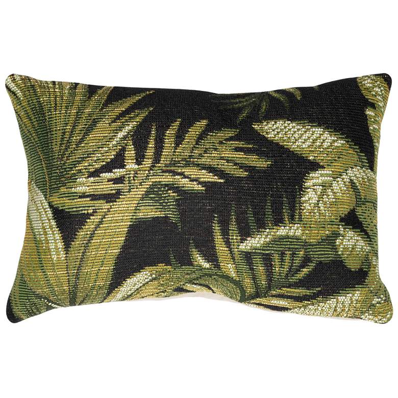 Image 1 Liora Manne Marina Jungle Leaves Indoor/Outdoor Pillow Black 12"x18"