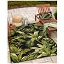 3_Liora Manne Marina Jungle Leaves Indoor/Outdoor Pillow Black 12"x18" more views