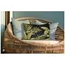 7_Liora Manne Marina Jungle Leaves Indoor/Outdoor Pillow Black 12"x18" more views
