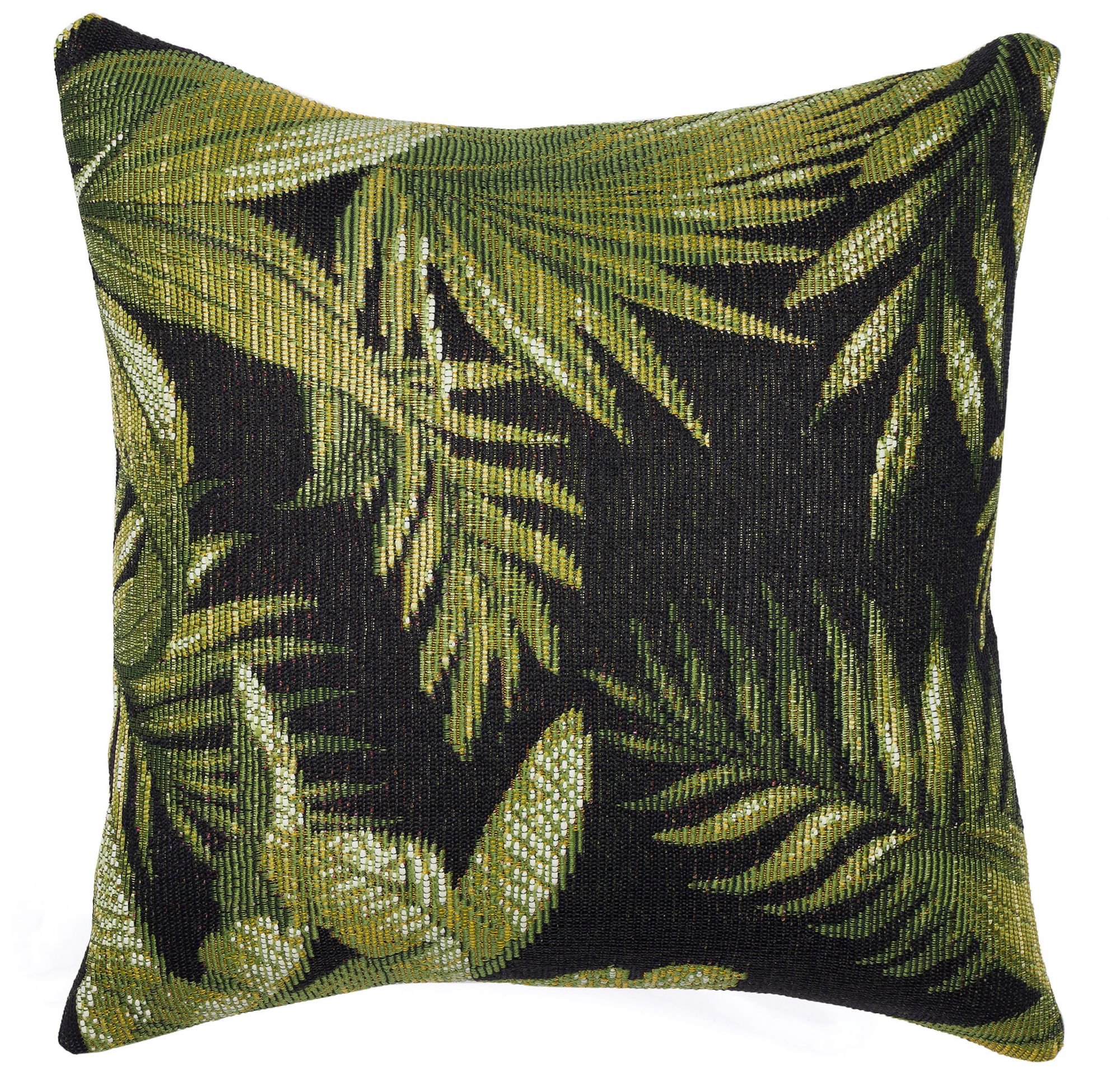 Image 2 Liora Manne Marina Jungle Leaves Indoor/Outdoor Pillow Black 18"x18&qu