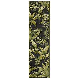 Image1 of Liora Manne Marina Jungle Leaves Indoor/Outdoor Rug Black 1'11" x