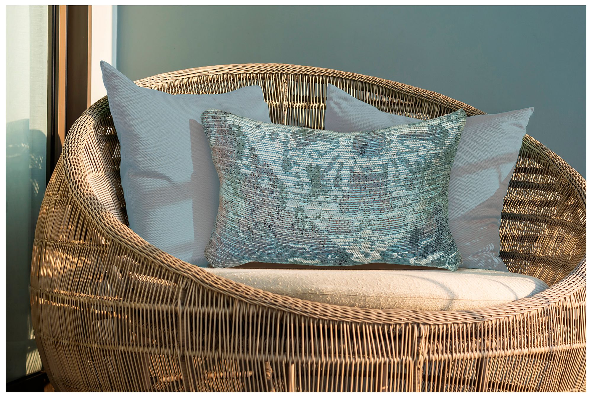 Liora Manne Marina Kermin Indoor/Outdoor Pillow Blue 12"x18"