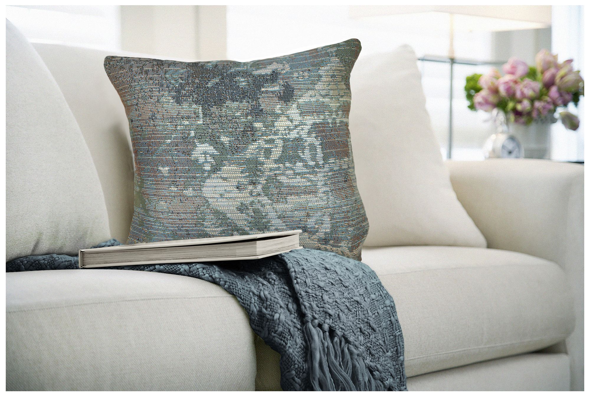 Image 7 Liora Manne Marina Kermin Indoor/Outdoor Pillow Blue 18"x18" more views