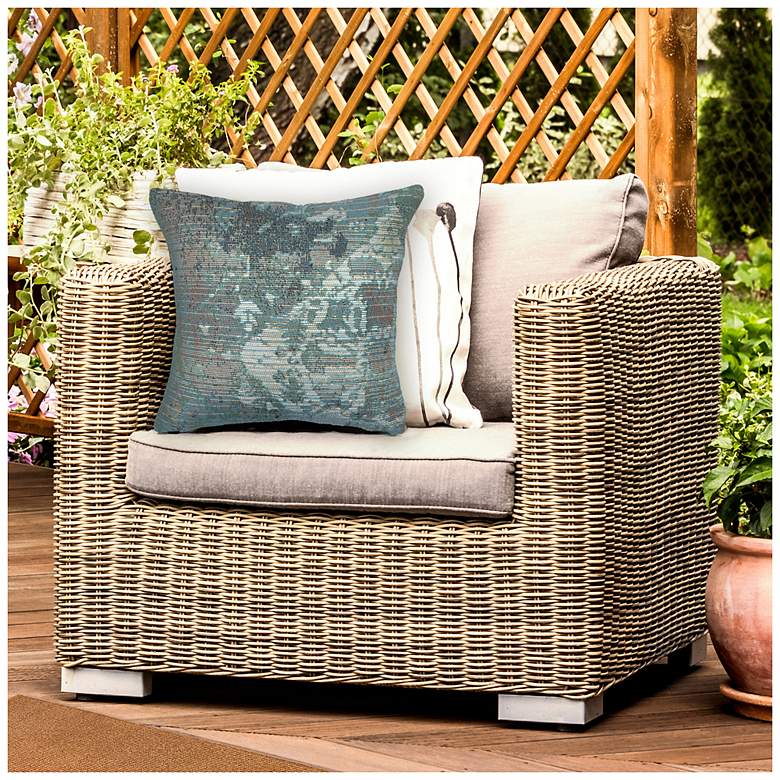Image 3 Liora Manne Marina Kermin Indoor/Outdoor Pillow Blue 18"x18" more views