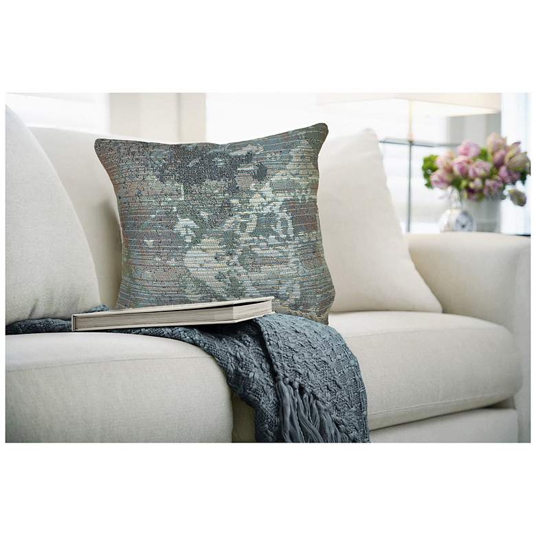 Image 7 Liora Manne Marina Kermin Indoor/Outdoor Pillow Blue 18"x18" more views