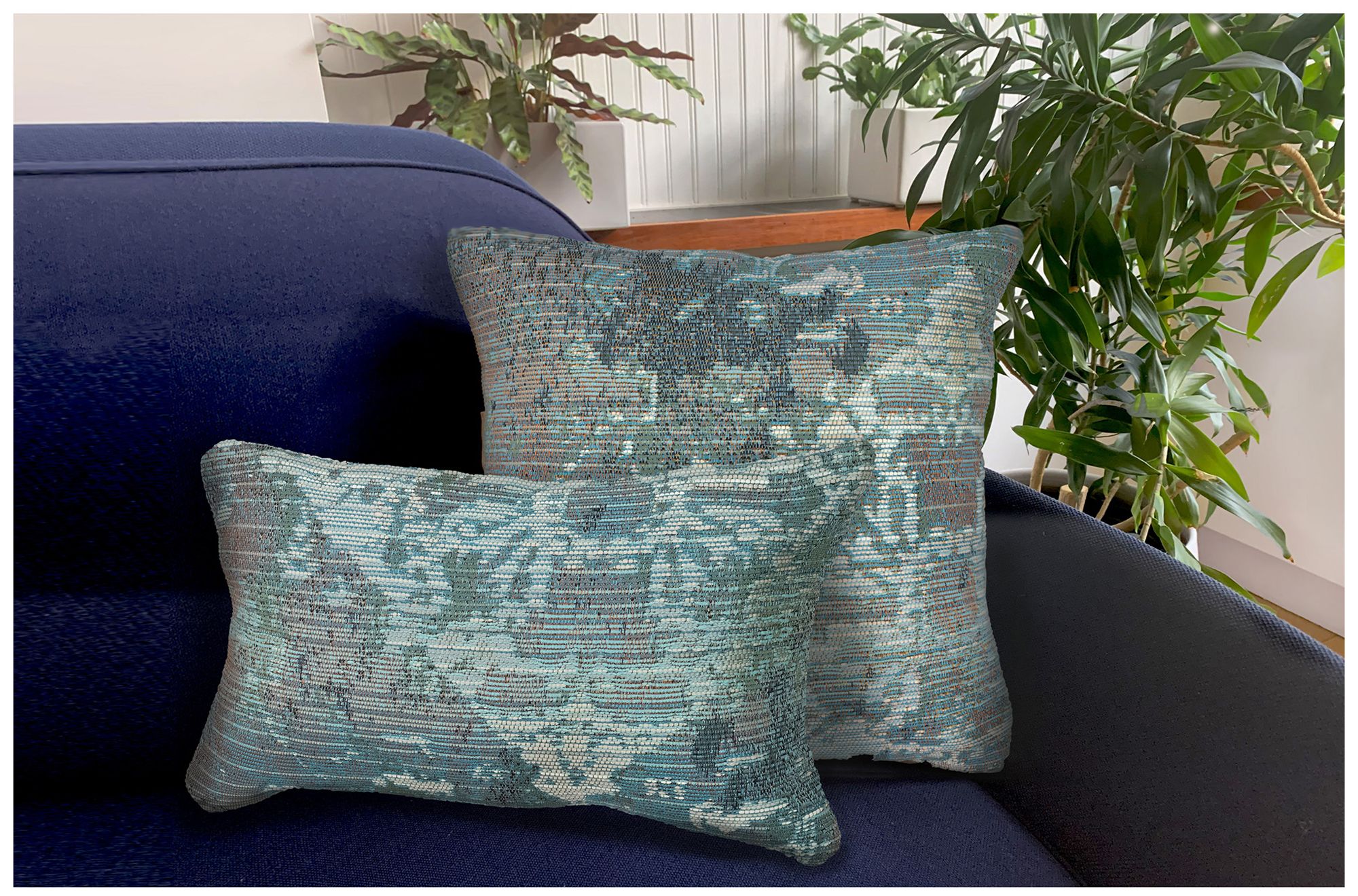 Liora Manne Marina Kermin Indoor/Outdoor Pillow Blue 18"x18"