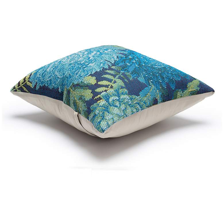 Image 6 Liora Manne Marina Mums Indoor/Outdoor Pillow Blue 18"x18" more views