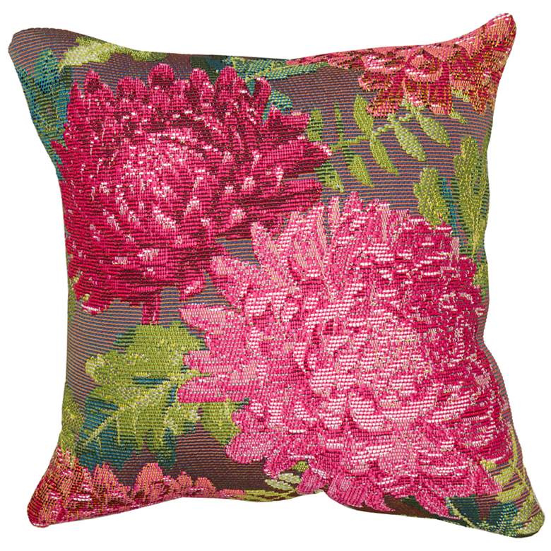 Image 1 Liora Manne Marina Mums Indoor/Outdoor Pillow Fuchsia 18"x18"