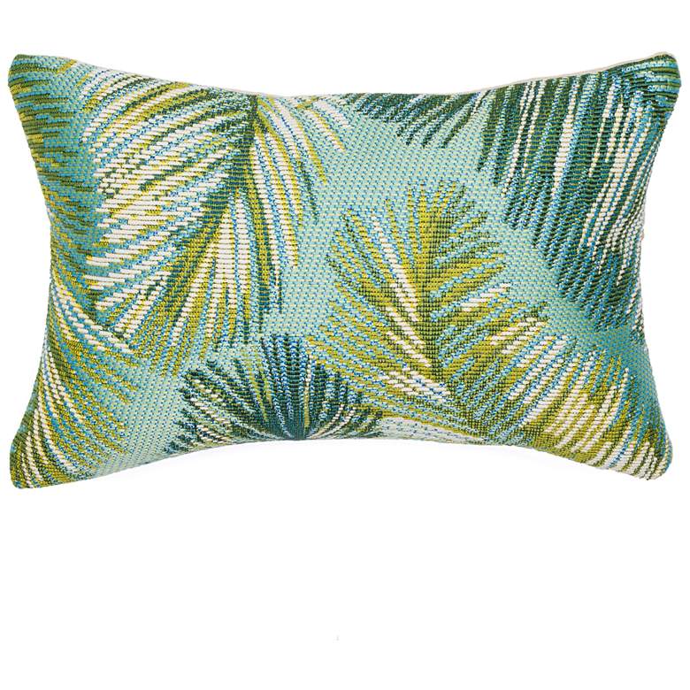 Image 1 Liora Manne Marina Palm Border Indoor/Outdoor Pillow Aqua 12" x 18&quo