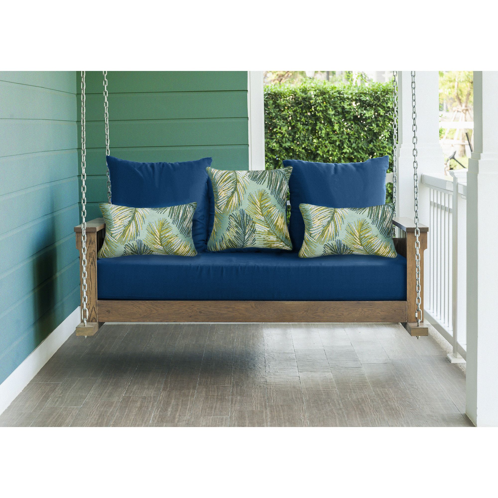 Liora Manne Marina Palm Border Indoor/Outdoor Pillow Aqua 12" x 18&quo