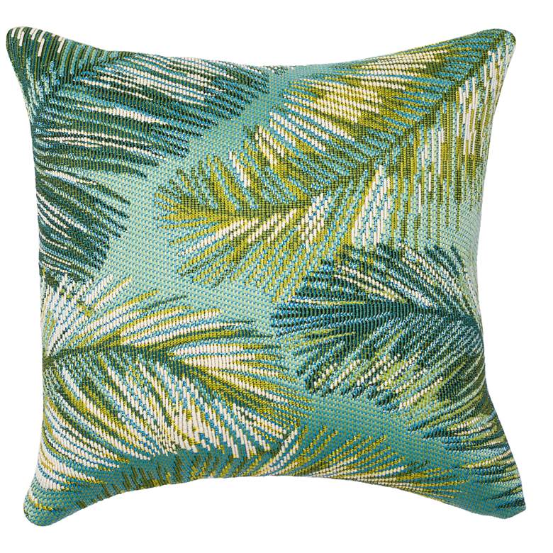 Image 1 Liora Manne Marina Palm Border Indoor/Outdoor Pillow Aqua 18" x 18&quo