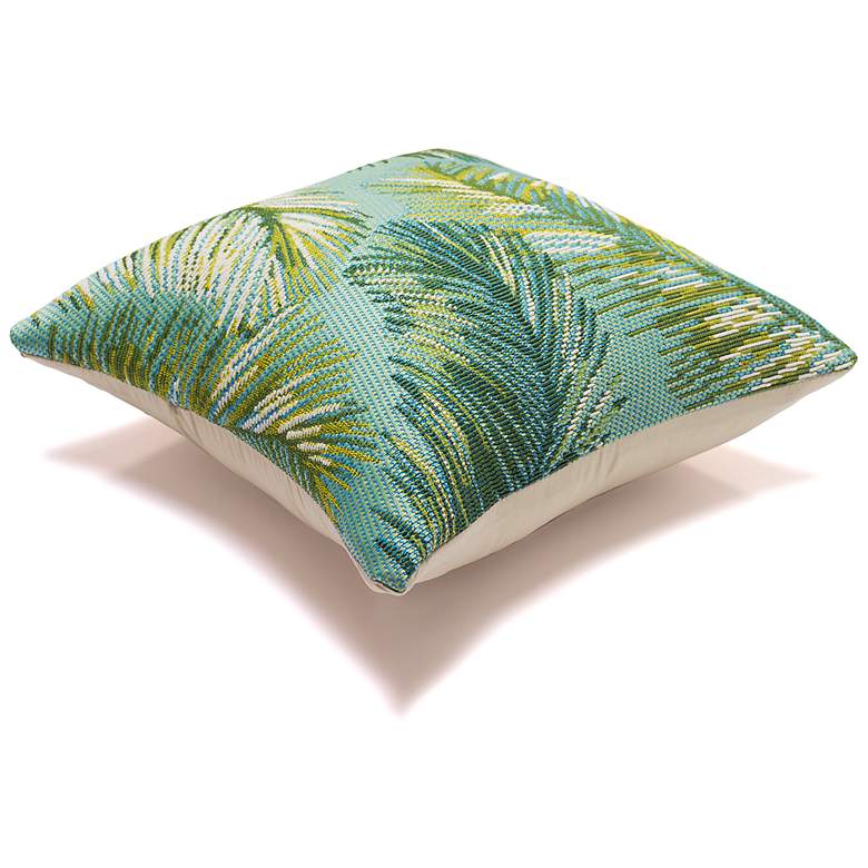 Image 4 Liora Manne Marina Palm Border Indoor/Outdoor Pillow Aqua 18" x 18&quo more views