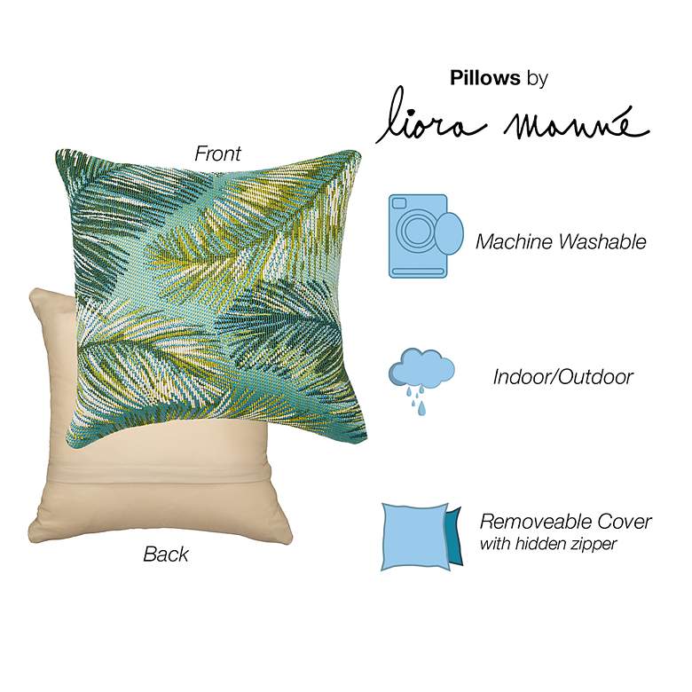 Image 5 Liora Manne Marina Palm Border Indoor/Outdoor Pillow Aqua 18" x 18&quo more views