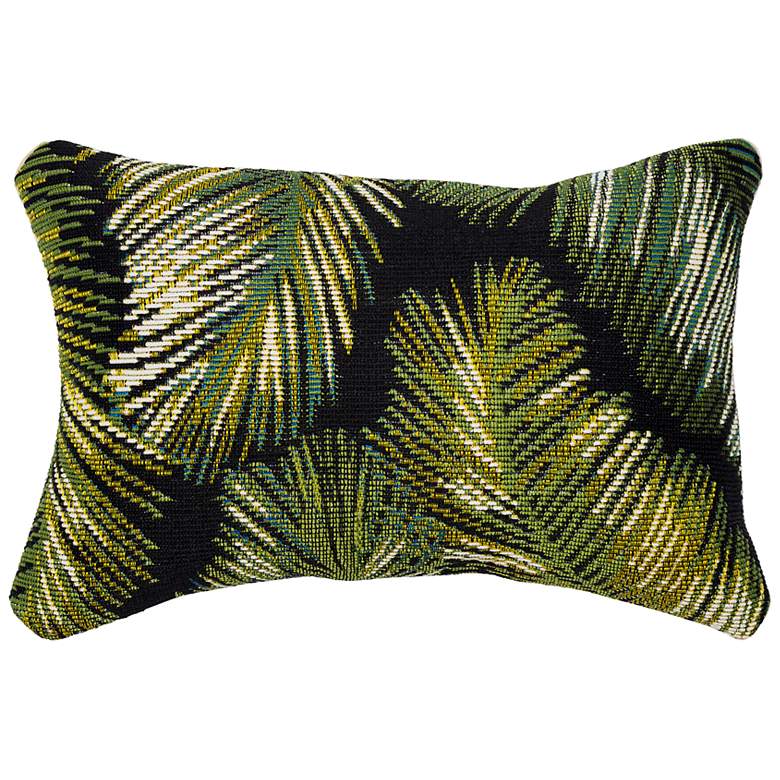 Image 1 Liora Manne Marina Palm Border Indoor/Outdoor Pillow Black 12" x 18&qu