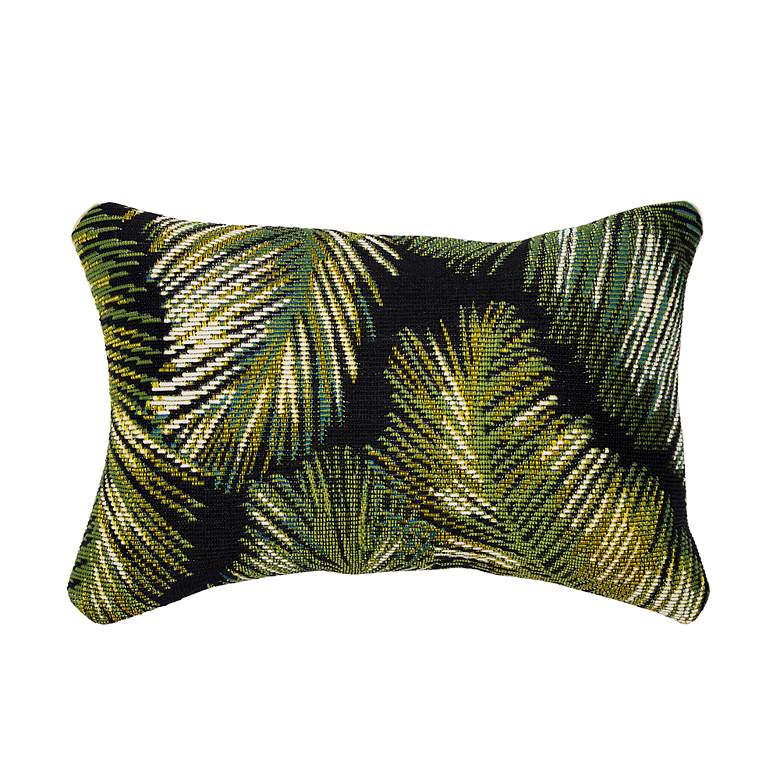 Image 2 Liora Manne Marina Palm Border Indoor/Outdoor Pillow Black 12" x 18&qu more views