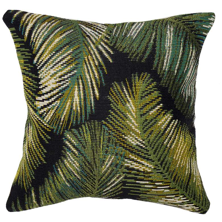 Image 1 Liora Manne Marina Palm Border Indoor/Outdoor Pillow Black 18 inch x 18&qu