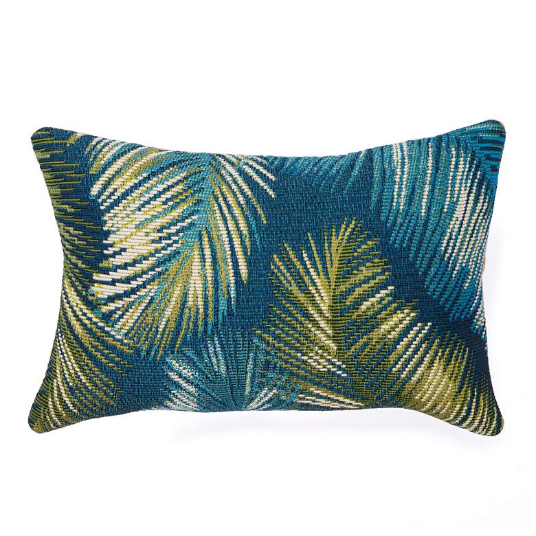 Image 1 Liora Manne Marina Palm Border Indoor/Outdoor Pillow Navy 12 inch x 18&quo