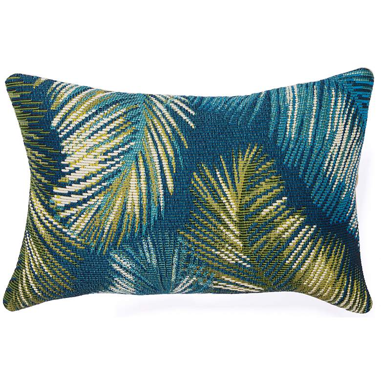 Image 1 Liora Manne Marina Palm Border Indoor/Outdoor Pillow Navy 12 inch x 18&quo