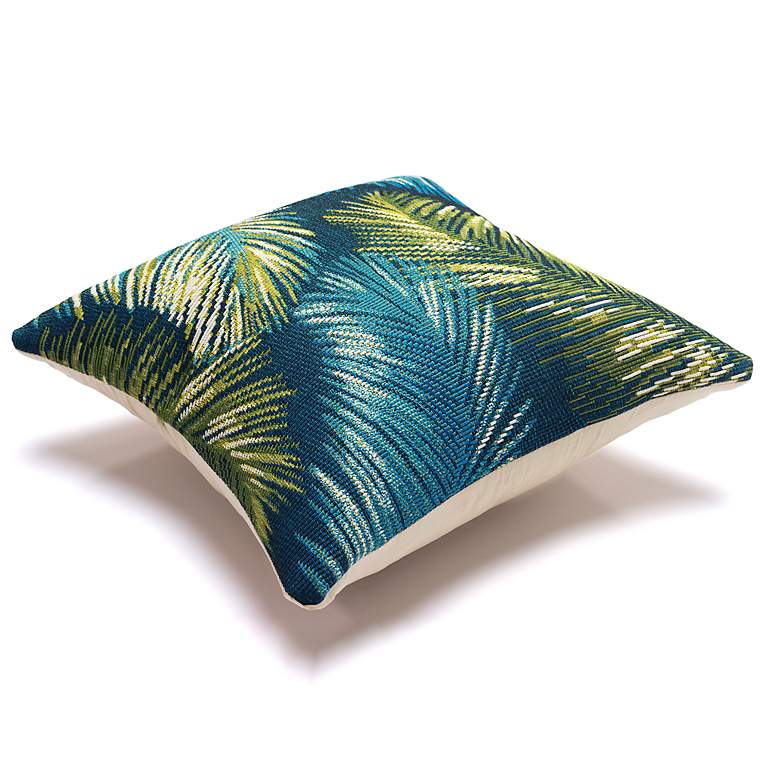 Image 4 Liora Manne Marina Palm Border Indoor/Outdoor Pillow Navy 12" x 18&quo more views