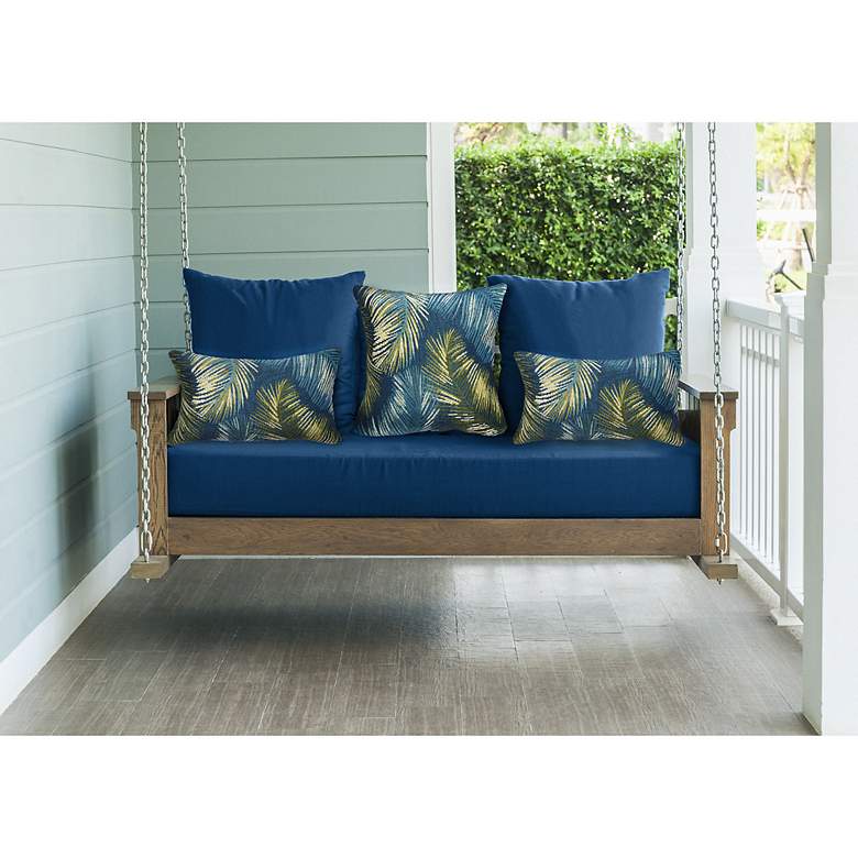 Image 7 Liora Manne Marina Palm Border Indoor/Outdoor Pillow Navy 12" x 18&quo more views