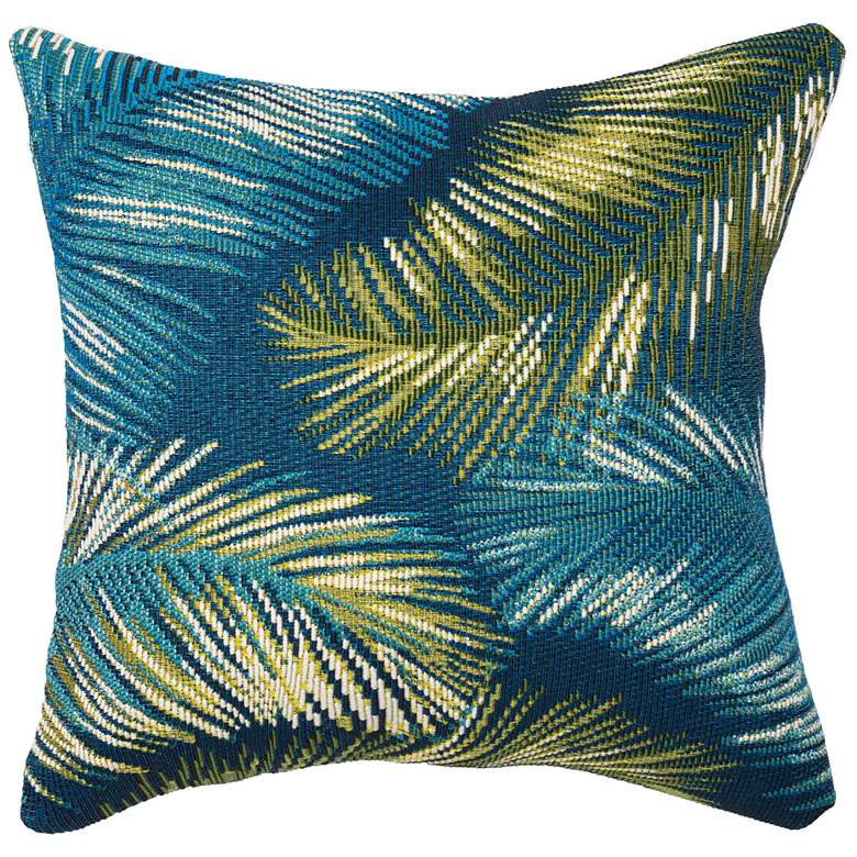 Image 1 Liora Manne Marina Palm Border Indoor/Outdoor Pillow Navy 18 inch x 18&quo